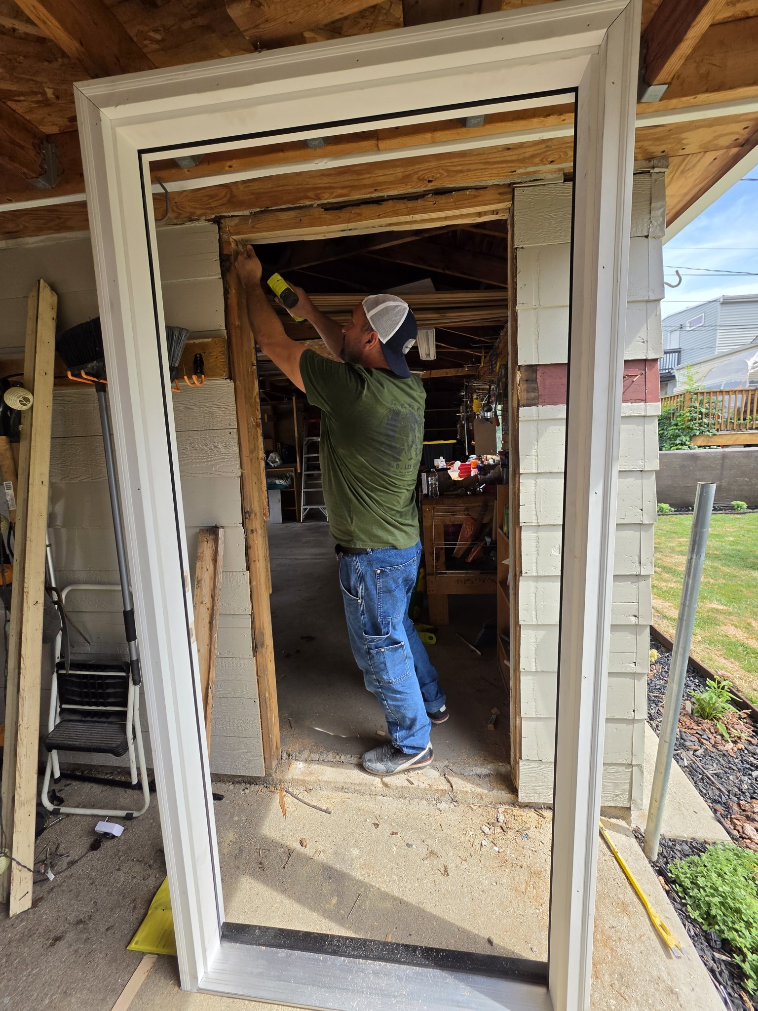 Storm door installation work