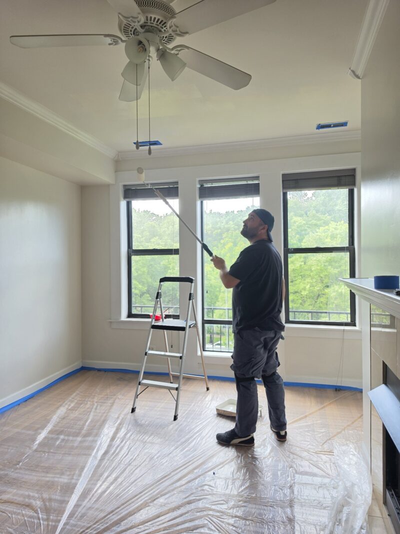 Interior painting in progress