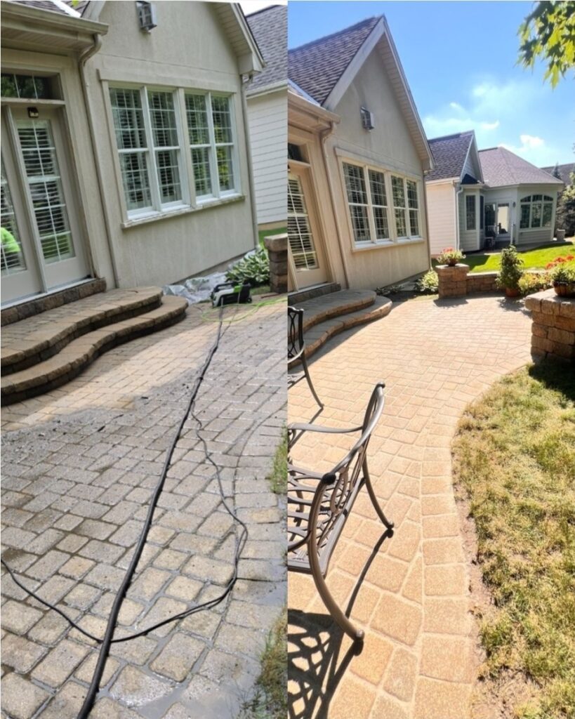 Paver patio before and after