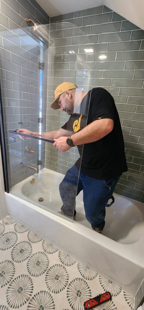 Shower glass panel installation