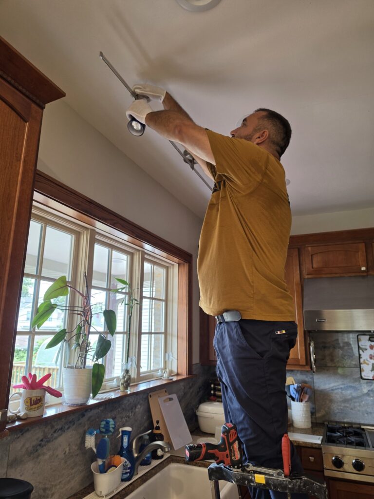 Track light installation Chicago — installing a kitchen track light